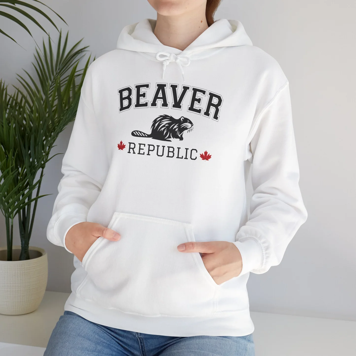 Beaver Republic White Hoodie